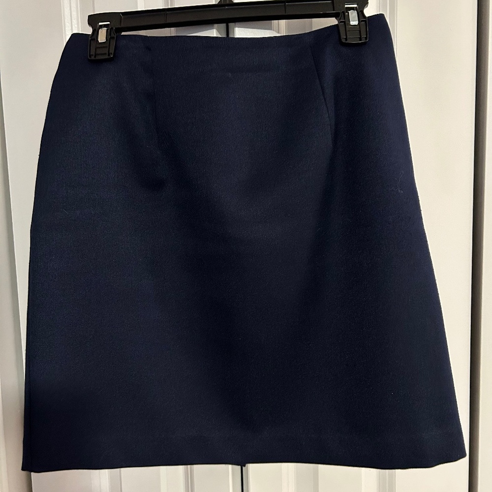 Vintage Navy Blue Lined Skirt Work Career
